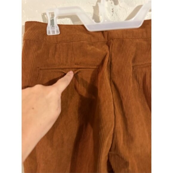 Hunter & Brown Curdoroy Orange Ribbed High Rise 70’s Style Wide Leg Pants - Picture 8 of 9